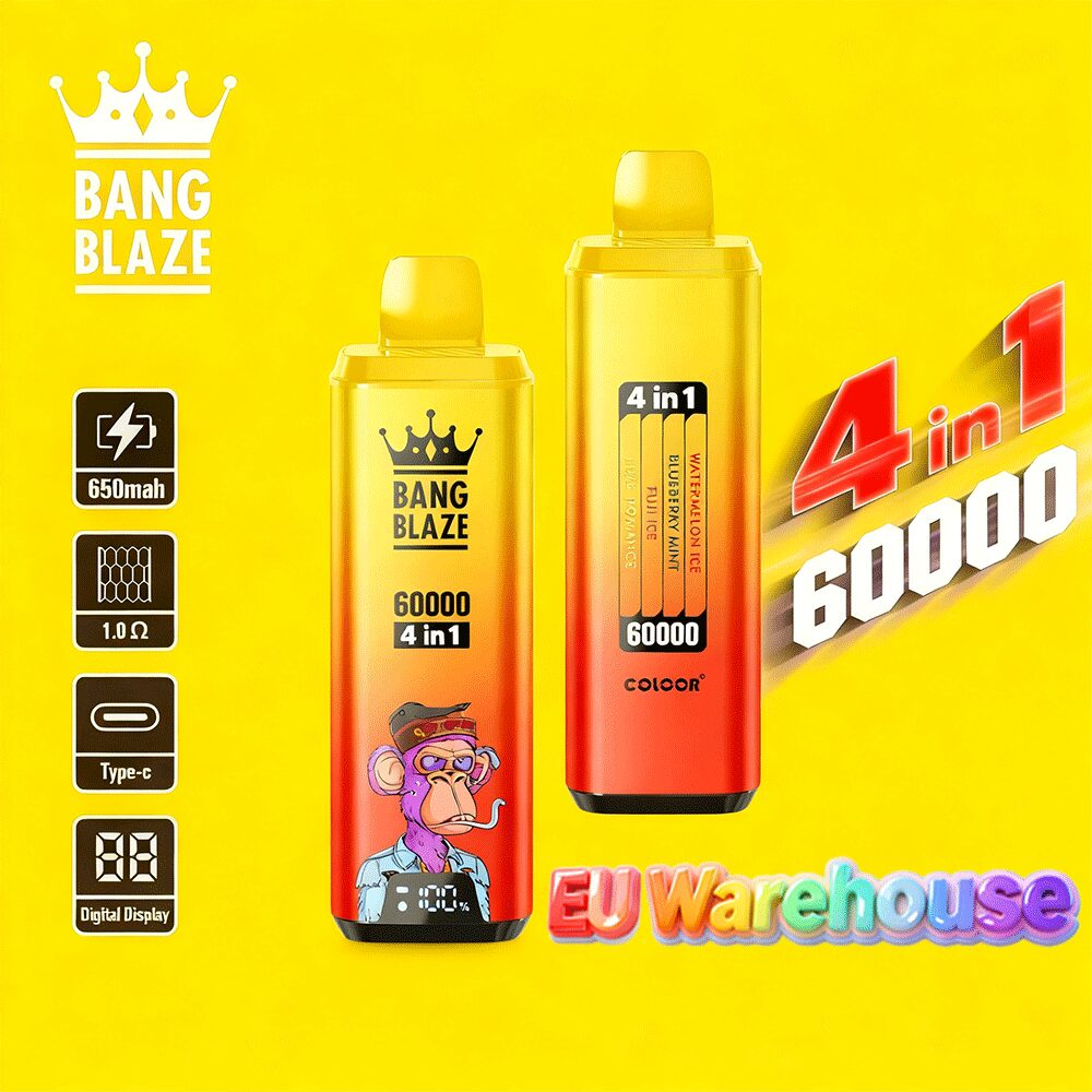 Bang Blaze 60000 60.000 Puffs 4-in-1-Geschmacksrichtungen, LED-Anzeige, Einweg-Vape, EU-Lager