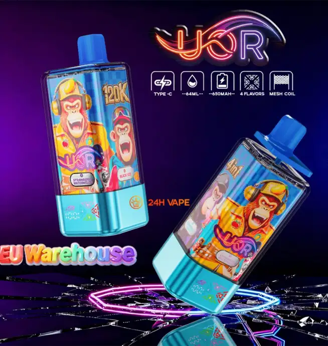 UOR 120000 120k Puffs 4-in-1-Geschmacksrichtungen LED-Display Einweg-Vape  EU-Lager  24H VAPE
