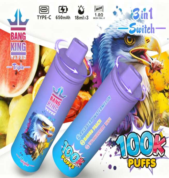 Bang King Triple 100000 100K パフ 3 in 1 フレーバー オリジナル充電