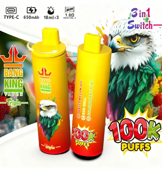 Bang King Triple 100000 100K パフ 3 in 1 フレーバー オリジナル充電