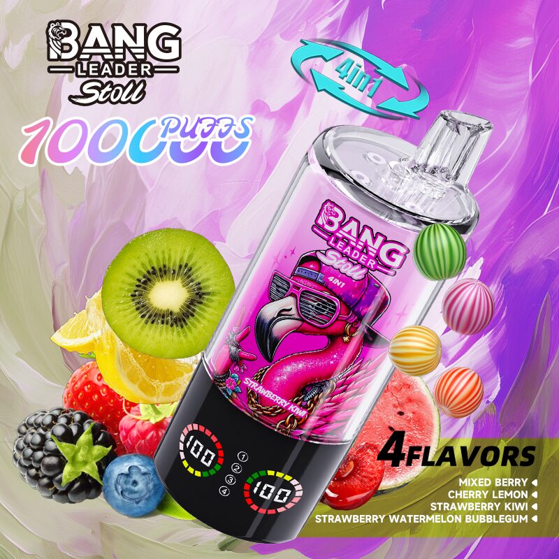 bang leader stoll 100k 100000 puffs 4 in 1 flavors & quad mesh coil led display disposable vape