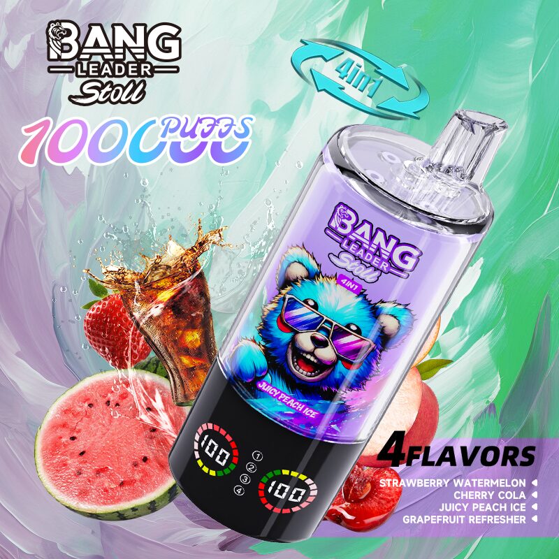 bang leader stoll 100k 100000 puffs 4 in 1 flavors & quad mesh coil led display disposable vape