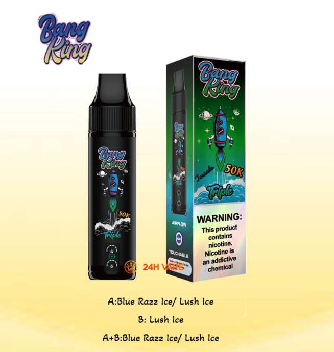 3 nic disposable vape Bang King Triple 50000 50K Puffs in 1 Flavors Original Rechargeable Size:1ml 3-unit sample pack | $7.0 each Strawberry Ice Optimise Vaporesso XROS 5