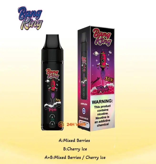 Bang King Triple 50000 50K Puffs 3 in 1 Flavors Original Rechargeable  Disposable Vape