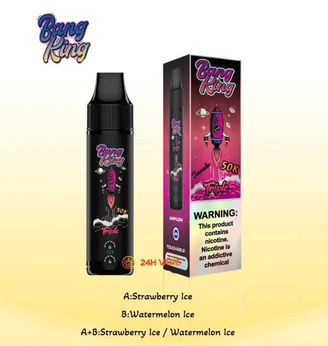 Bang King Triple 50000 50K Puffs 3 in 1 Flavors Original Rechargeable  Disposable Vape