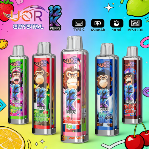 Uor Crystal 12000 12k Puffs wiederaufladbarer LED-Licht-Einweg-Vape-Stift