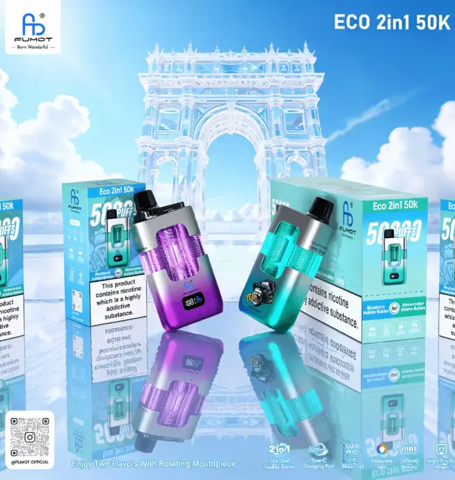 elf bar vape uk Fumot ECO 2in1 50000 50K Puffs Double Flavors Smart Display Original  Rechargeable Disposable Vape