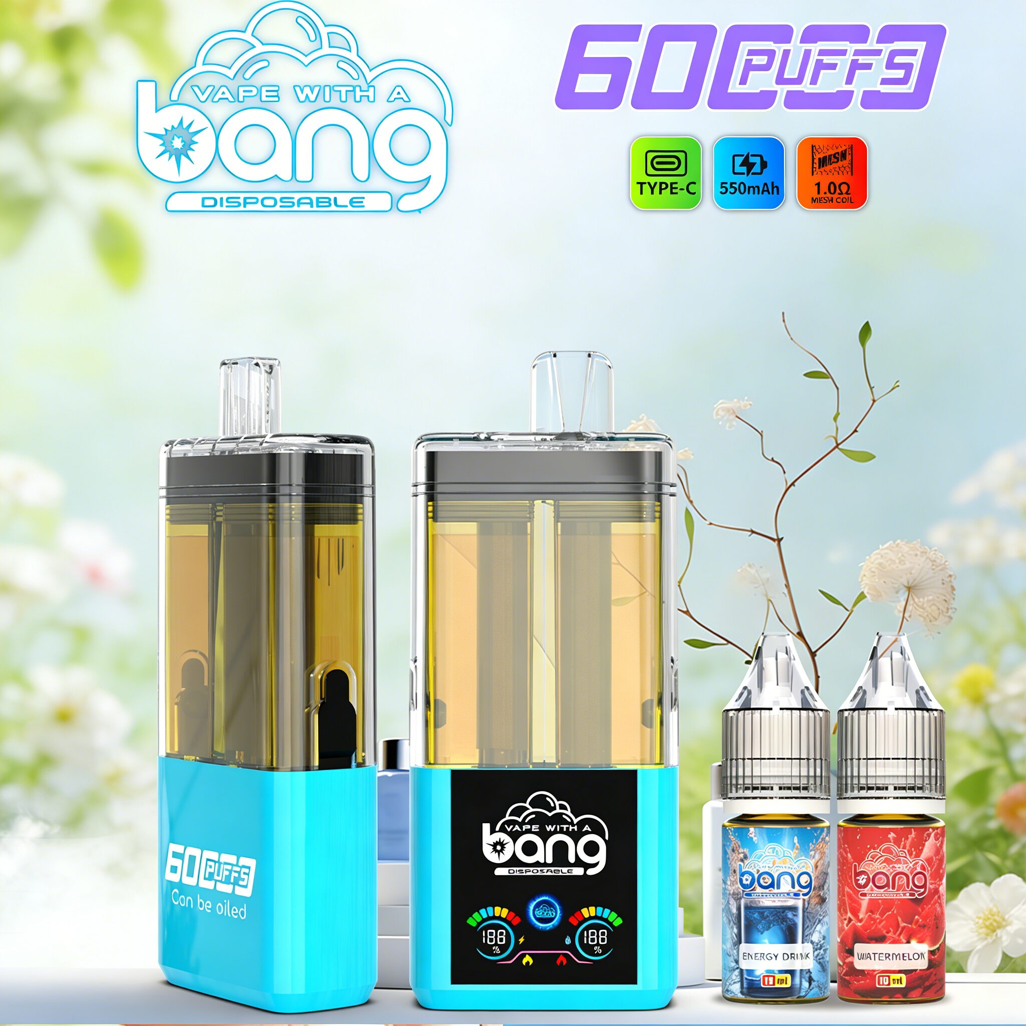 bang 60k 60000 trekjes dubbele smaken oplaadbare originele navulbare olievape