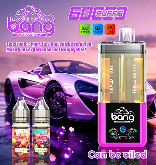 Bang 60K 60000 Puffs Dual Flavors Rechargeable Original Refillable Oil Vape - 24H VAPE Bang 60K 60000 Puffs Dual Flavors Rechargeable Original Refillable Oil Vape - 24H VAPE