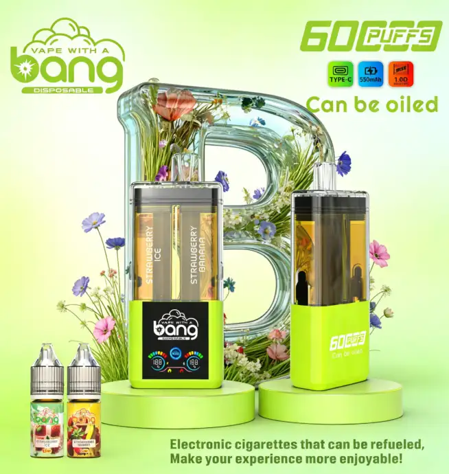 Bang 60K 60000 Puffs Dual Flavors Rechargeable Original Refillable Oil Vape 