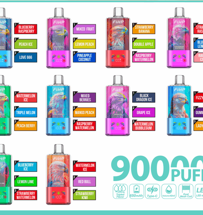 FIHP 90000 90K Puffs 3 in 1 Triple Flavors&LED Screen Original Rechargeable  Disposable Vape - 24H VAPE