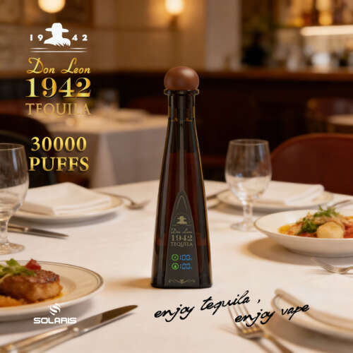 Solaris Tequila Don Leon 1942 30000 30k bouffées batterie rechargeable d'origine affichage vape jetable