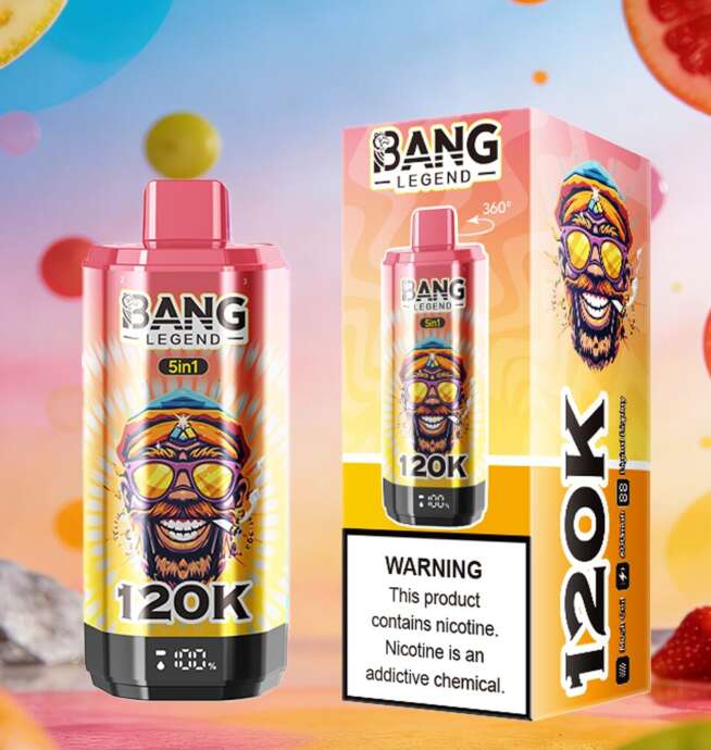Bang Legend 120000 120K Puffs 5 in 1 Flavors & 5 oil tanks Rechargeable LCD  Display Disposable Vape EU Warehouse
