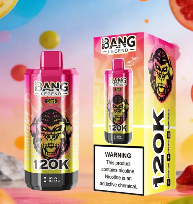 Bang Legend 120000 120K Puffs 5 in 1 Flavors & 5 oil tanks Rechargeable LCD  Display Disposable Vape EU Warehouse