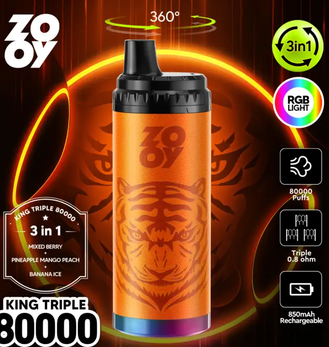 ZOOY King Triple 80000 80K Puffs 3 in 1 Flavors Original