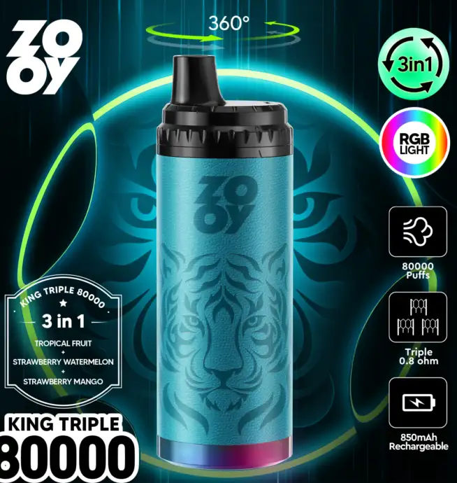 ZOOY King Triple 80000 80K Puffs 3 in 1 Flavors Original