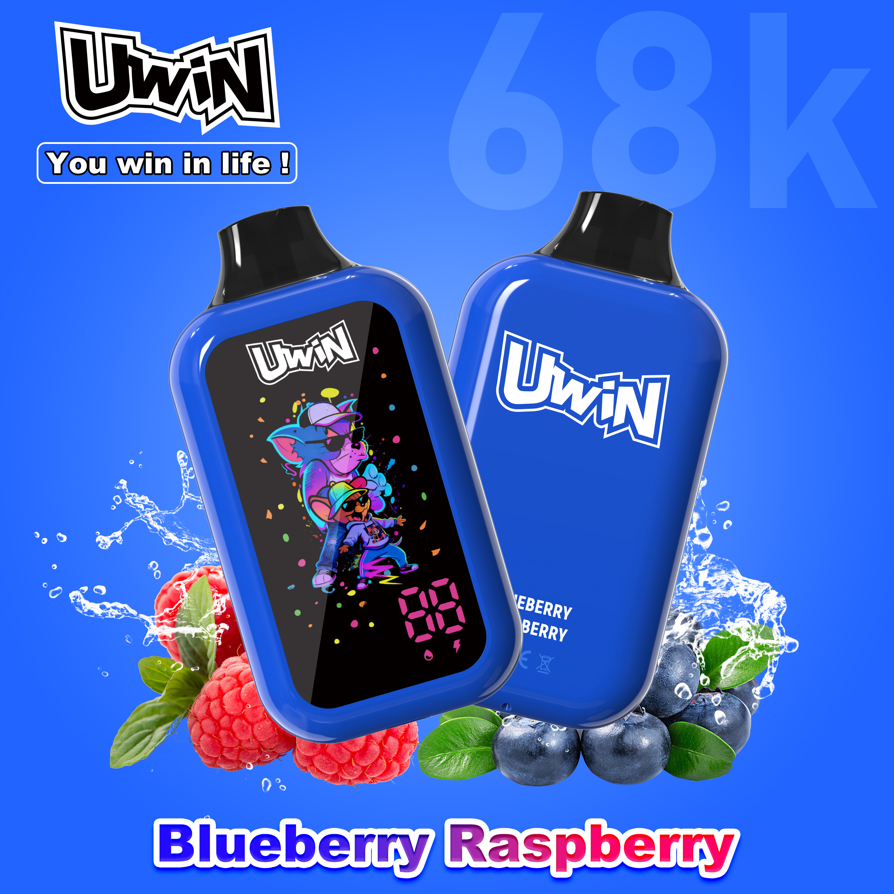 uwin digital box 68000 68k puffs original led display edition disposable vape