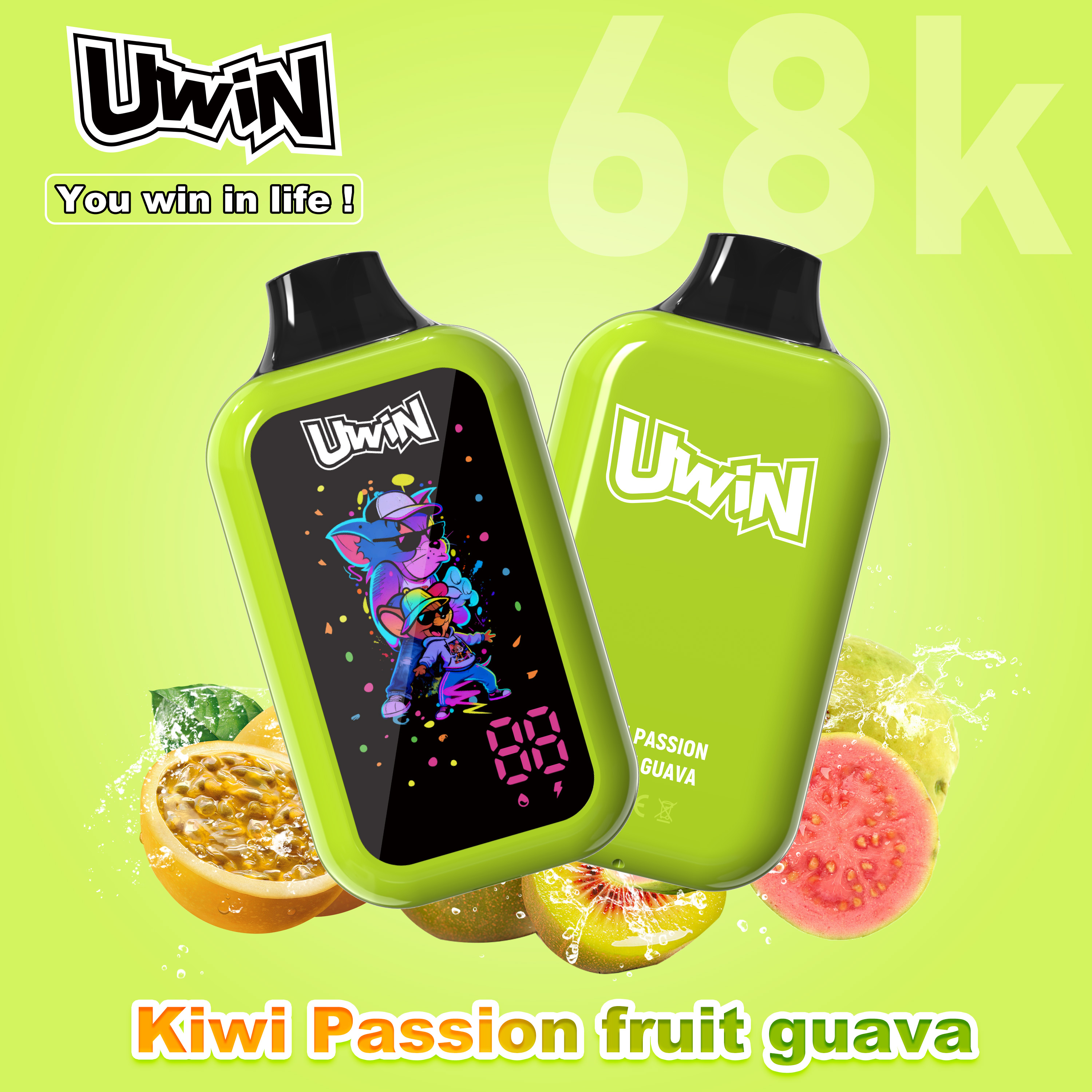 uwin digital box 68000 68k puffs original led display edition disposable vape