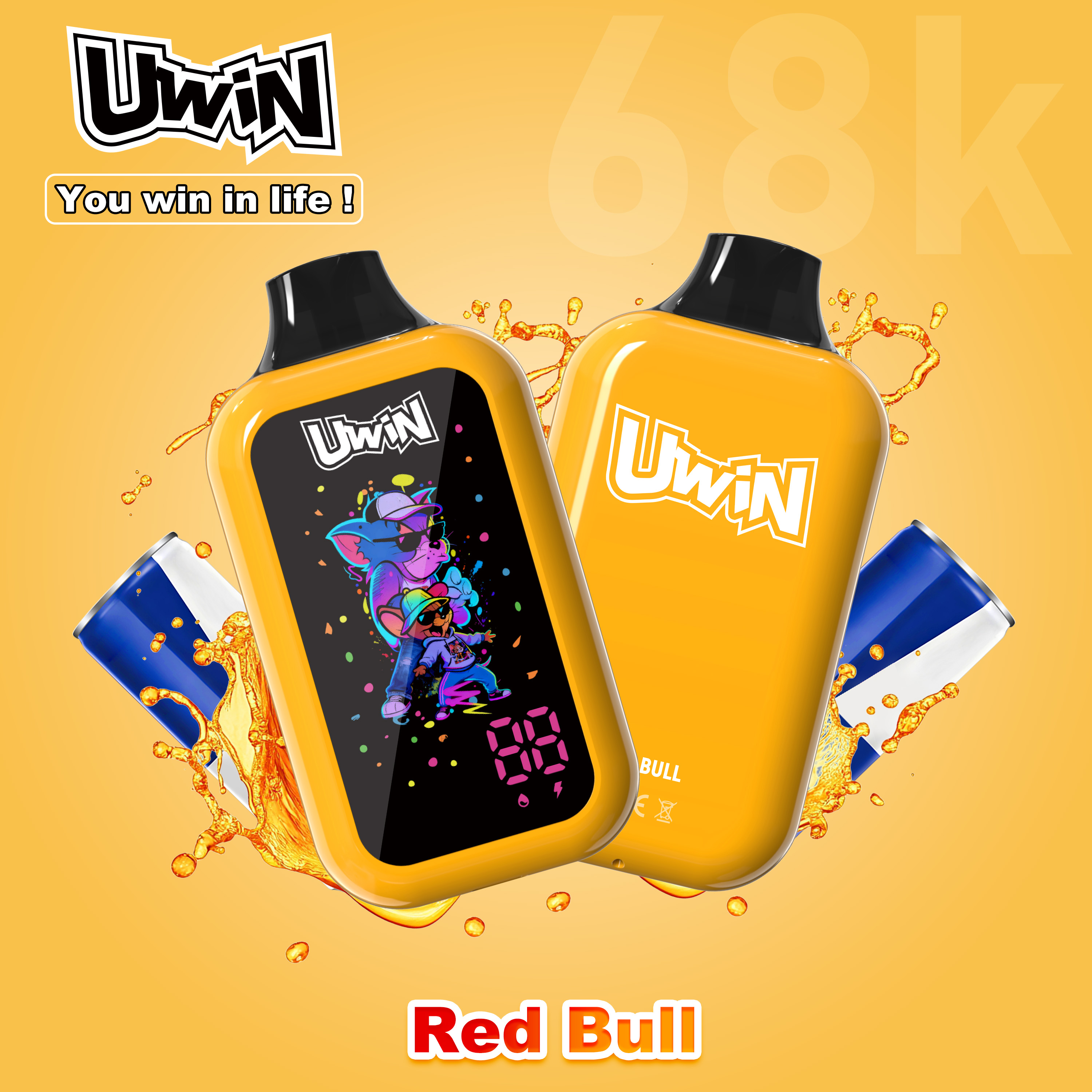 uwin digital box 68000 68k puffs original led display edition disposable vape