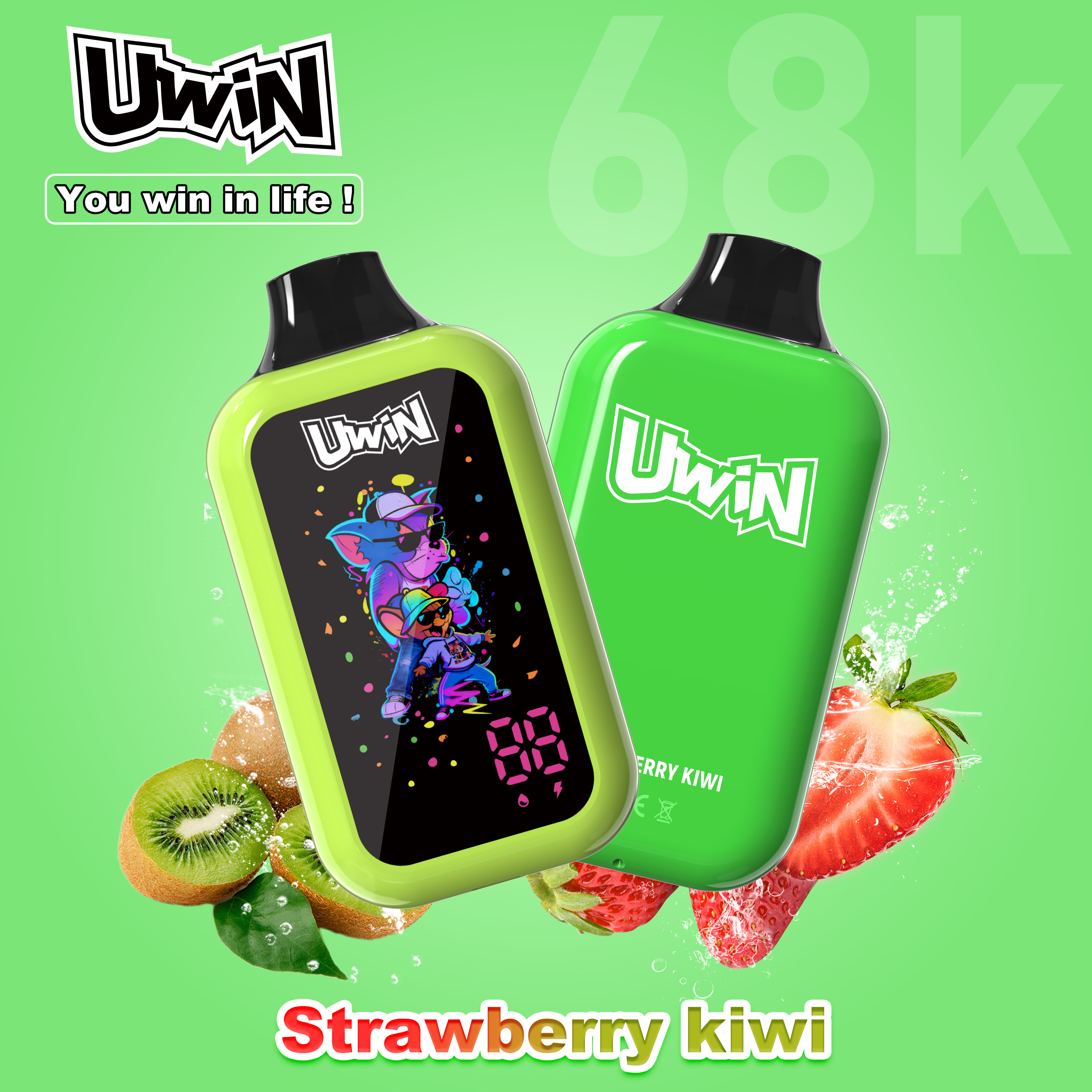 uwin digital box 68000 68k puffs original led display edition disposable vape