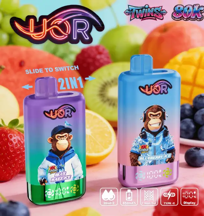 UOR Twins 80000 80k Puffs Double Flavor LED Display Disposable Vape - 24H  VAPE