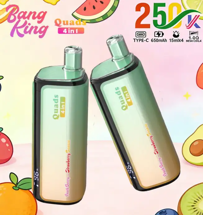 Bang King 250000 250K Puffs 4 In 1 Flavors Original Rechargeable LED  Display Disposable Vape - 24H VAPE