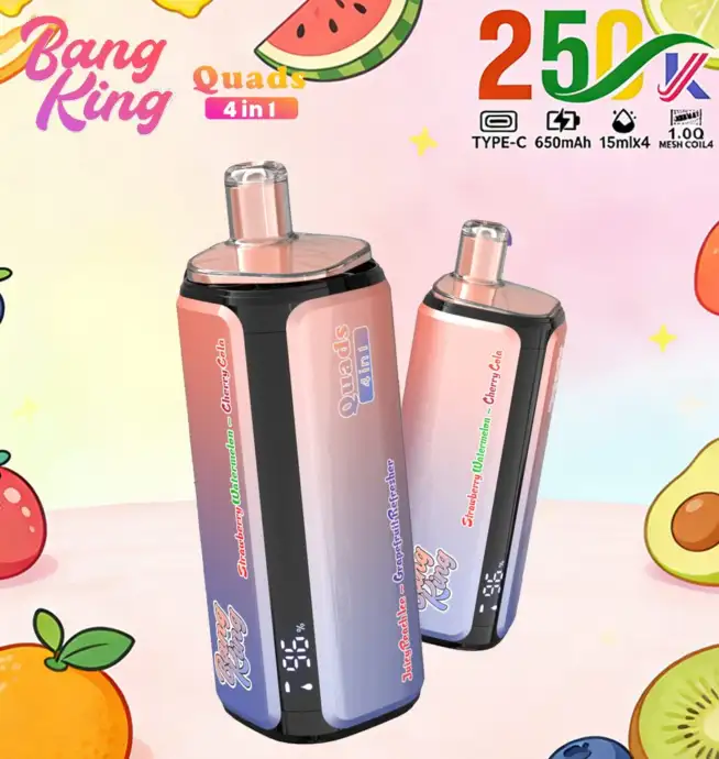 Bang King 250000 250K Puffs 4 In 1 Flavors Original Rechargeable LED  Display Disposable Vape