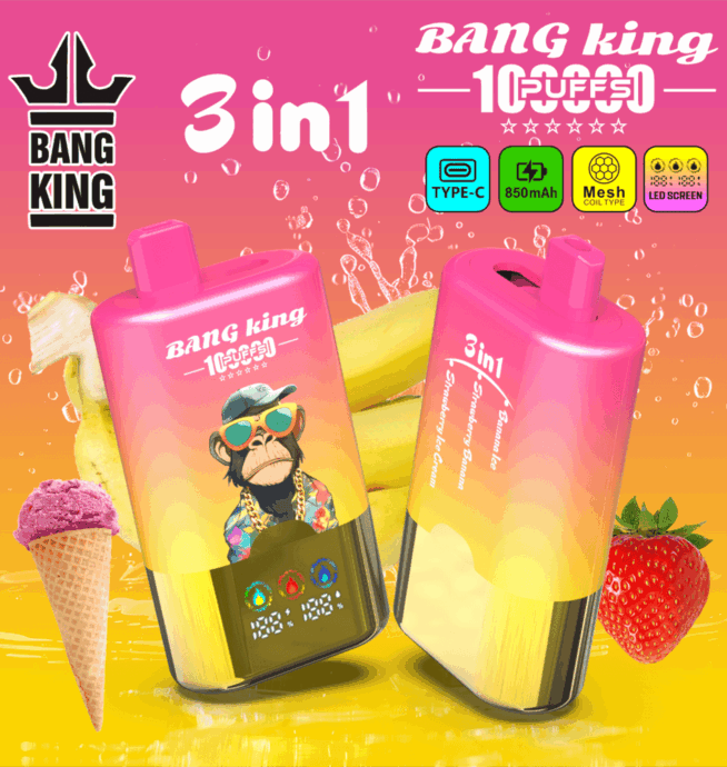 elfbar nachfüll pod läuft aus Bang King 100000 100K Puffs 3 In 1 Flavors Original Rechargeable LED  Display Disposable Vape
