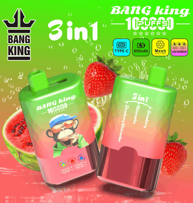Bang King 100000 100K Puffs 3 In 1 Flavors Original Rechargeable LED  Display Disposable Vape - 24H VAPE