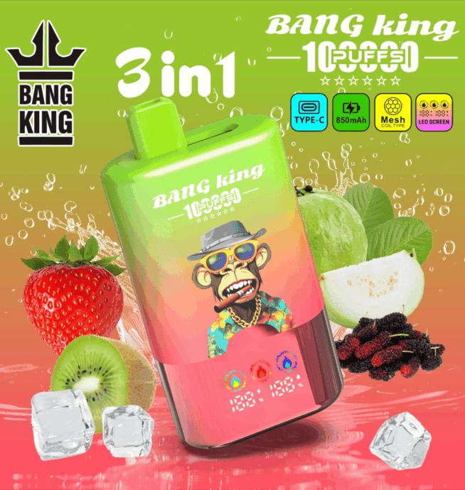 Bang King 100000 100K Puffs 3 In 1 Flavors Original Rechargeable