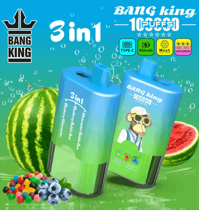 Bang King 100000 100K Puffs 3 In 1 Flavors Original Rechargeable