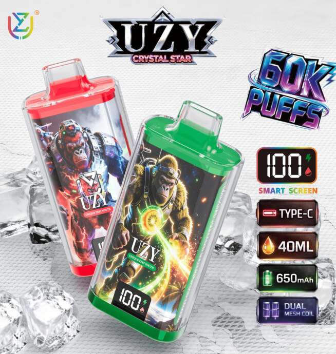 UZY Crystal Star 60000 60K Puffs Smart Display Rechargeable Original  Disposable Vape - 24H VAPE