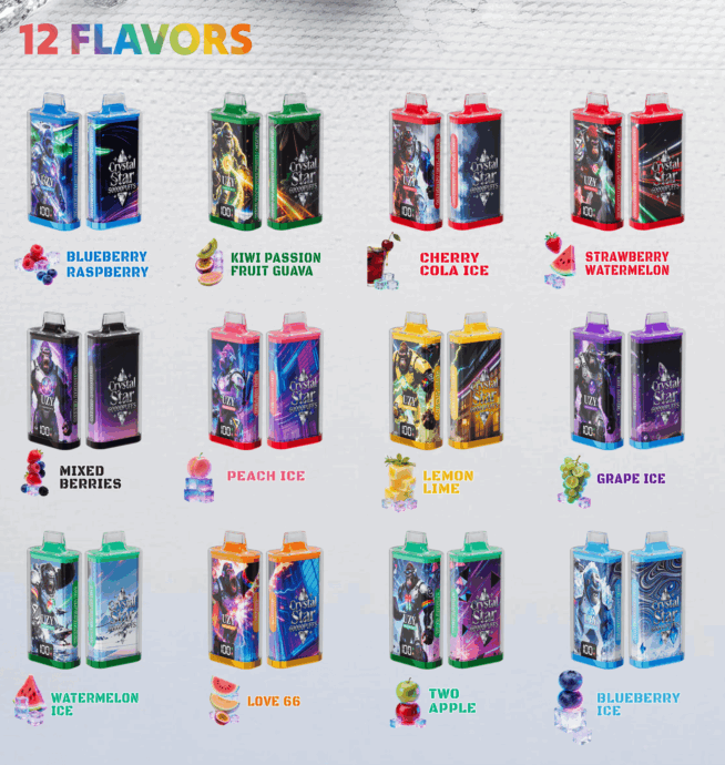 crystal vape flavors UZY Star 60000 60K Puffs Smart Display Rechargeable Original Disposable – 24H VAPE flavor-frozen Flavour:Red Raspberry Edition Best Popular Vape Brands: