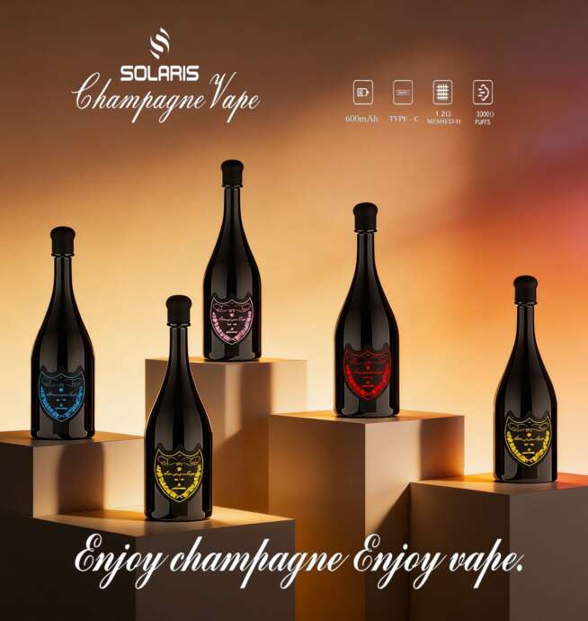 Solaris Champagne 30000 30K Puffs LED Light Rechargeable Disposable Vape EU  Warehouse