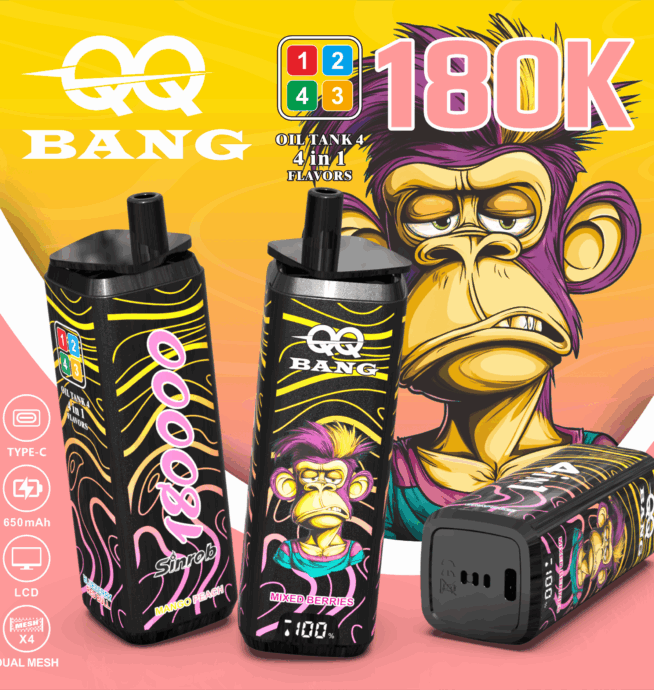 QQ Bang 180000 180K Puffs 4-in-1-Geschmacksrichtungen LCD-Display Wiederaufladbarer Einweg-Vape 24H VAPE QQ Bang 180000 180K Puffs 4-in-1-Geschmacksrichtungen LCD-Display Wiederaufladbarer Einweg-Vape 24H VAPE