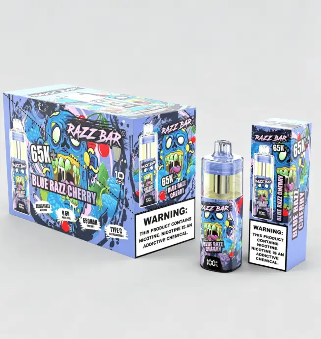 blue cotton candy vape Razz Bar 65000 65K+ Puffs Disposable Vape | High Capacity Rechargeable Vape  with Adjustable Airflow