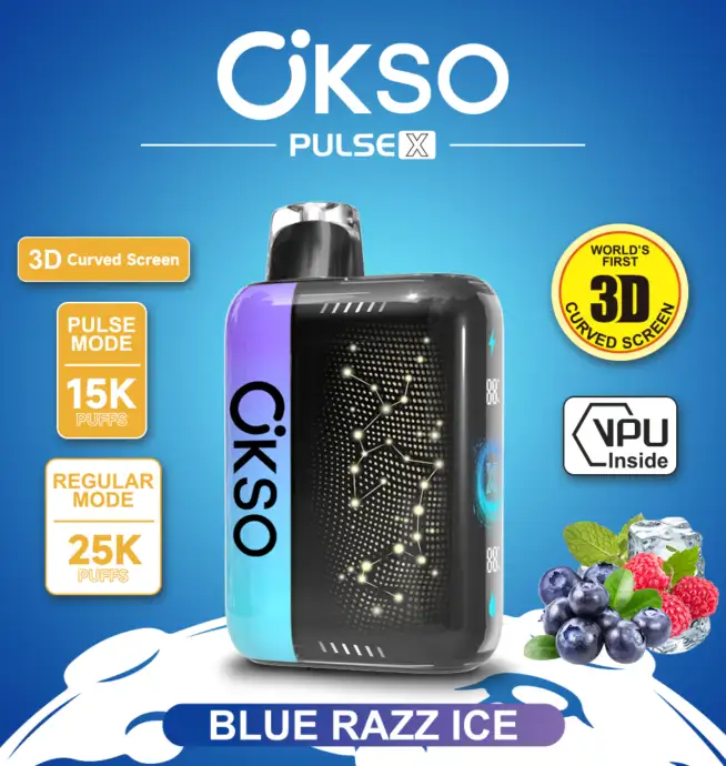 OKSO Pulse X 25000 25K Puffs Pulse/Regular Mode LED Display Disposable Vape 