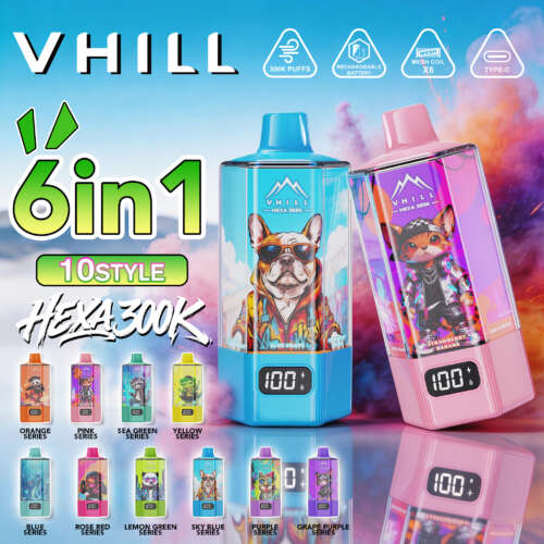 VHILL HEXA 300K Disposable Vape delivers up to 300,000 puffs with a 6-in-1 flavor system, rechargeable 850mAh battery, LCD display, and leak-proof design. Enjoy smooth vapor, rich flavors, and fast EU warehouse shipping for premium everyday vaping performance.