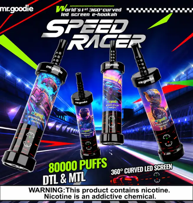 Mr. Goodie Speed Racer 80K 80000 Puffs Disposable Vape Dual Mode  Rechargeable LED Display E-Cigarette
