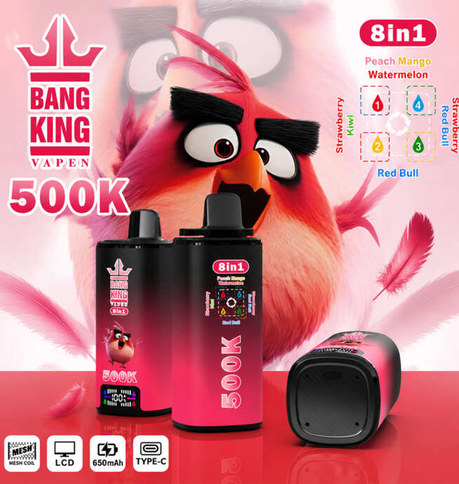 innovative disposable vape design Bang King 500K:8-in-1 Flavors Rechargeable LCD Display E-Cigarette Flavors::Blackberry Cranberry North Vision 15000 Disposable Brand_Vapes Bar