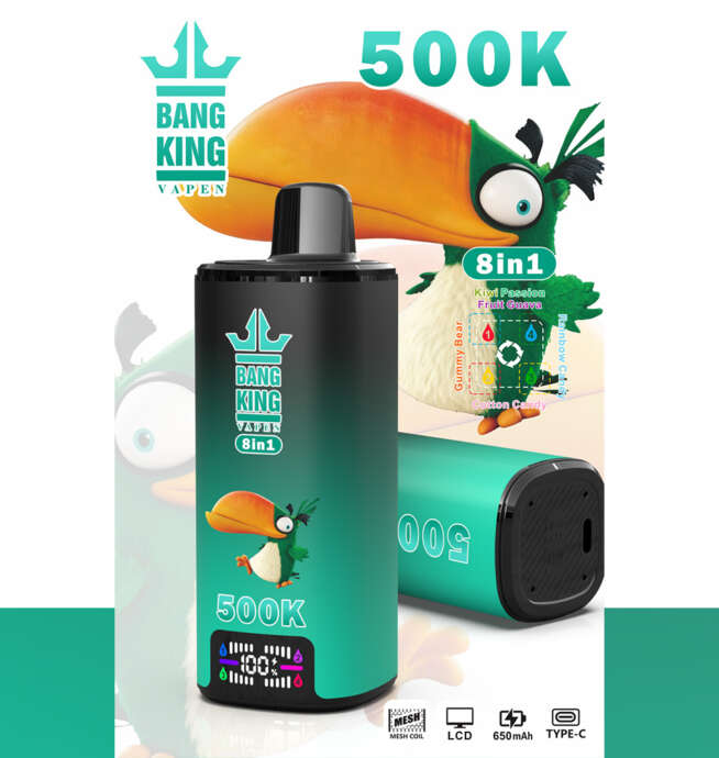 vapen disposable review Bang King 500K:8-in-1 Flavors Vape Rechargeable LCD Display E-Cigarette switch pro Select Flavor ::Triple Berry Duo Ice American Standard 50K Disposable
