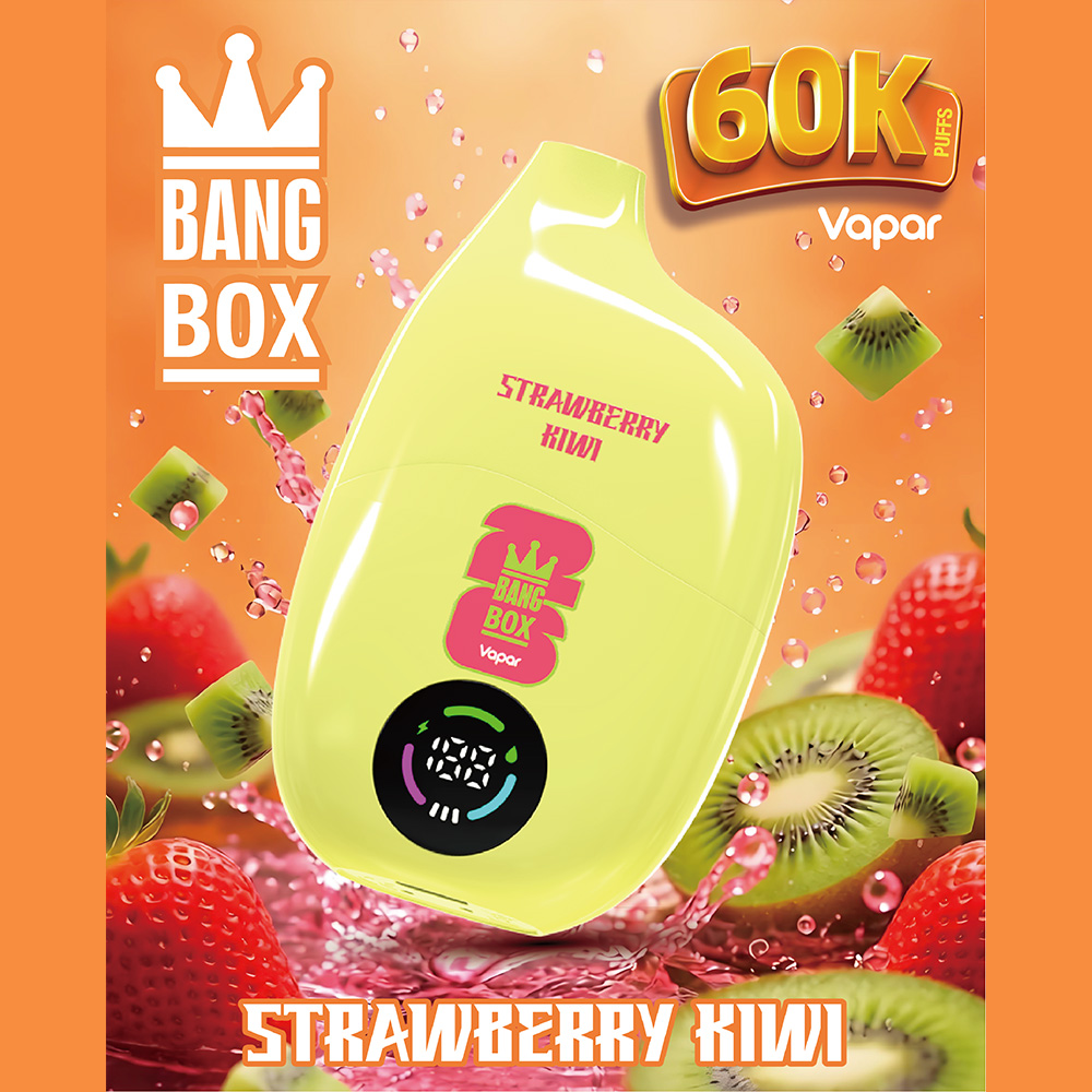 The Bang Box 60000 60K Puffs Original Rechargeable LED Display Disposable Vape features 40mL e-liquid capacity, Mesh Coil Technology, a 550mAh rechargeable battery, Smart LED Display and Type-C fast charging, delivering long-lasting performance, rich flavor, smooth airflow, and convenient rechargeable use in a high-capacity 60K Puffs vape.