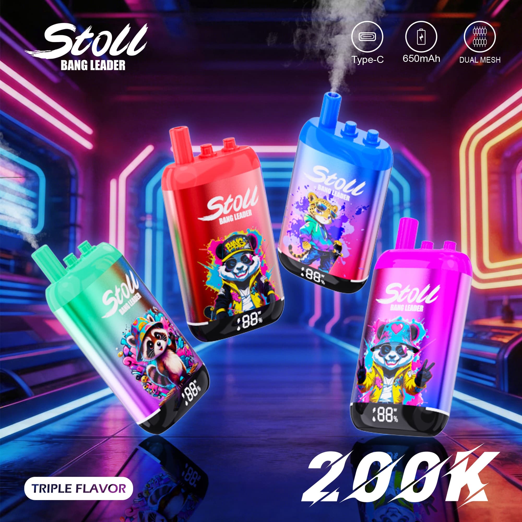 Bang Leader Stoll 200K Triple Flavor LED Display Disposable Vape