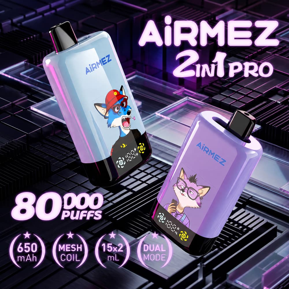 Avidartisan & Lightning Vapes PROセット Airmez Fox 2 in 1 Pro 80000 80K Puffs Dubbele Smaak LED-display
